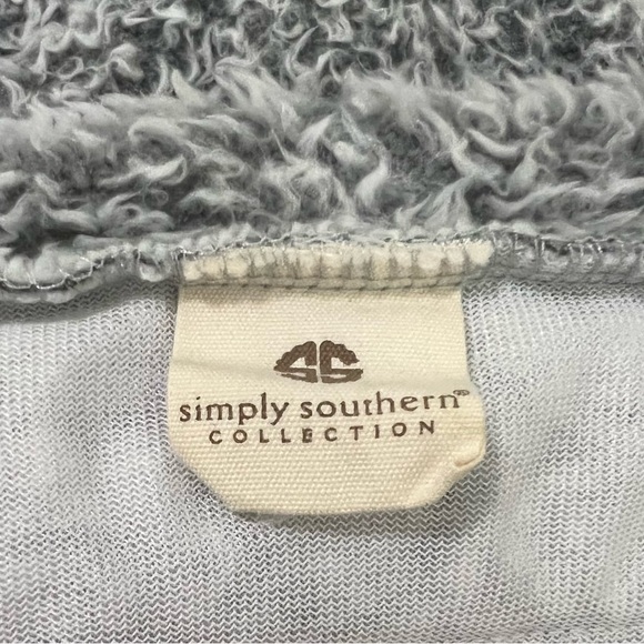 Simply Southern Pink & Gray Asymmetrical Button Collar Sherpa Pullover Size S - Picture 8 of 9